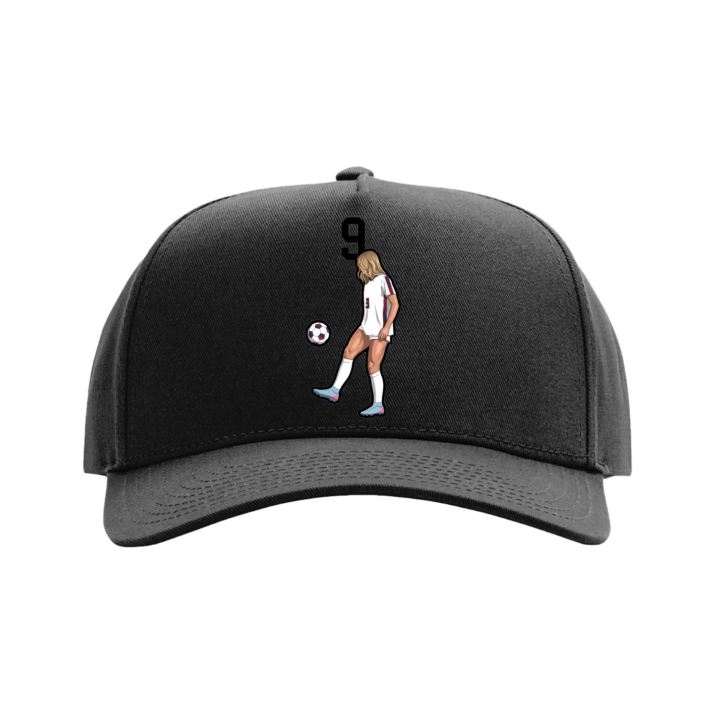 Full Fabric Five-Panel Champ Cap — Number Top in Black