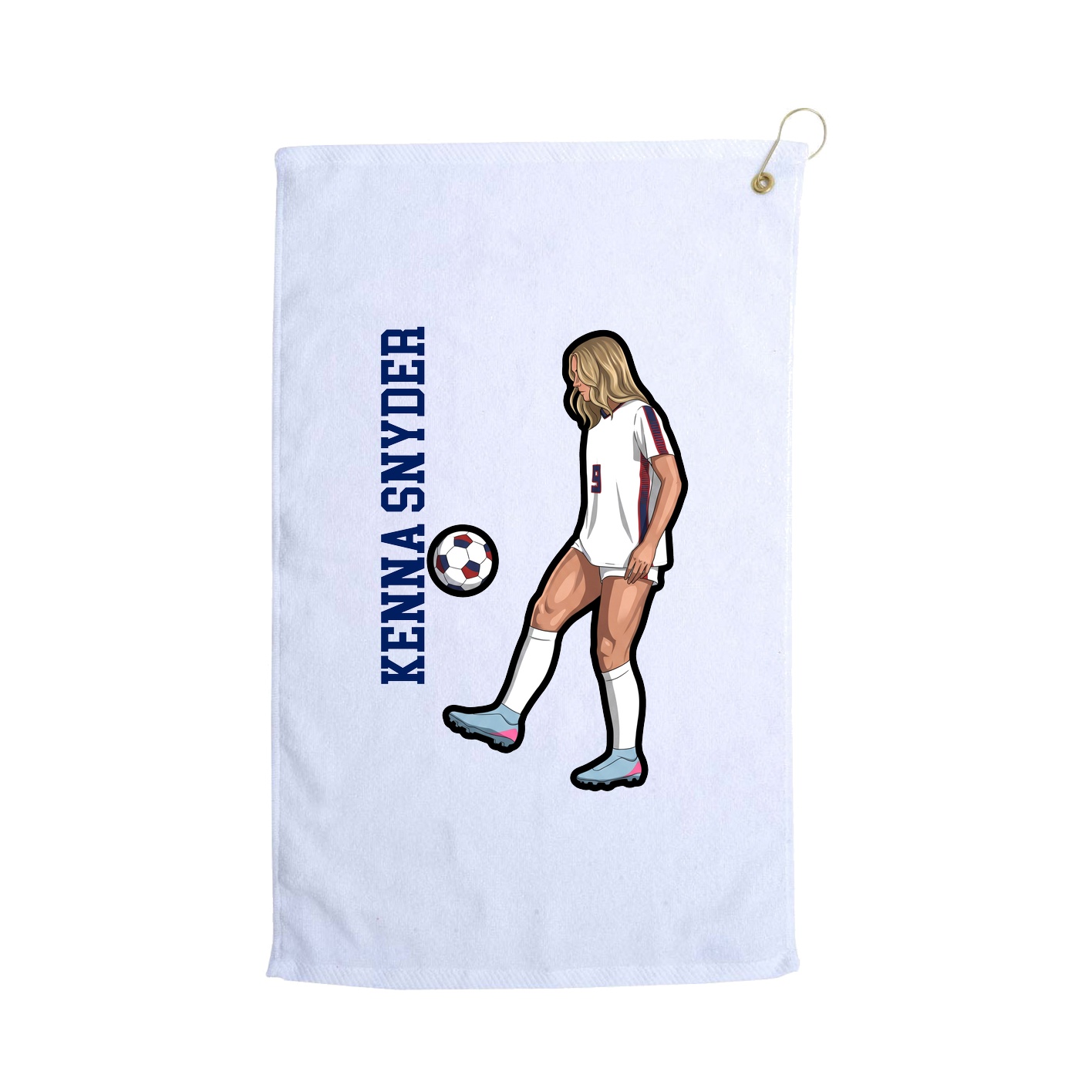 Golf Towel — Name Vertical in White