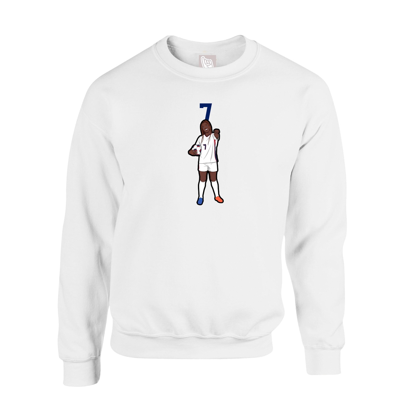 Fleece Crew — Number Top in White