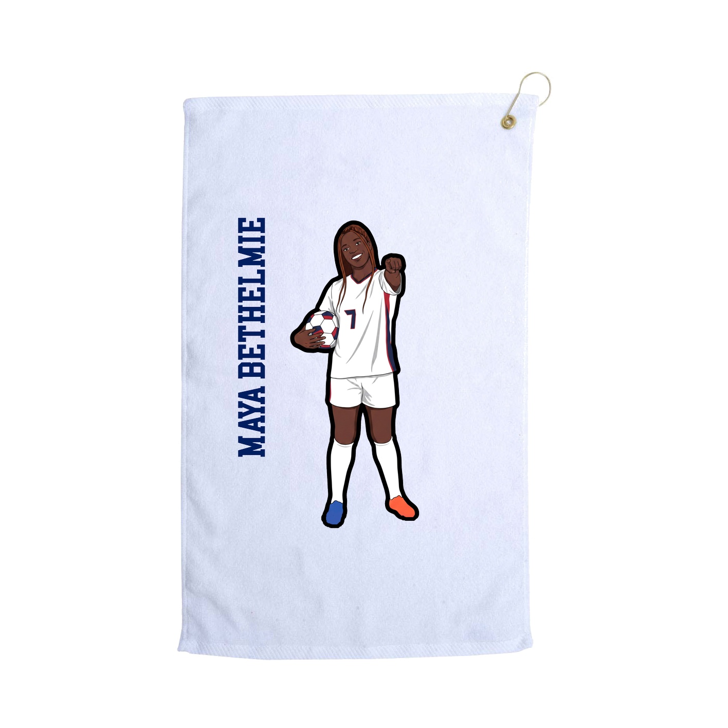 Golf Towel — Name Vertical in White