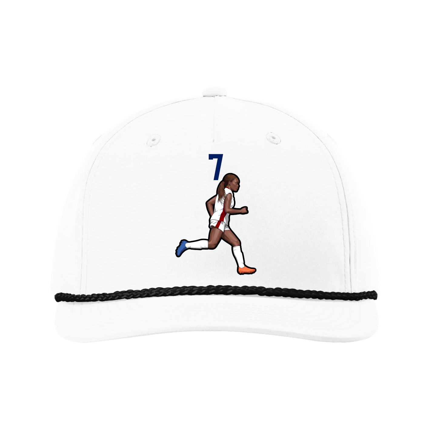 Five-Panel Classic Rope Cap — Number Top in White