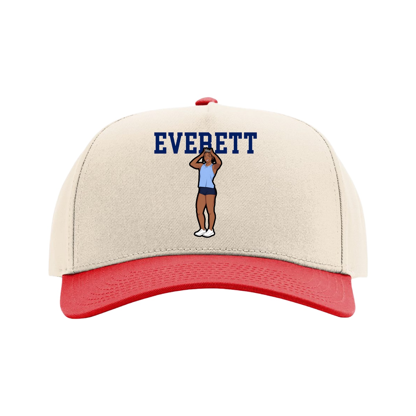 Full Fabric Five-Panel Champ Cap — Shirsey in Cream/Red