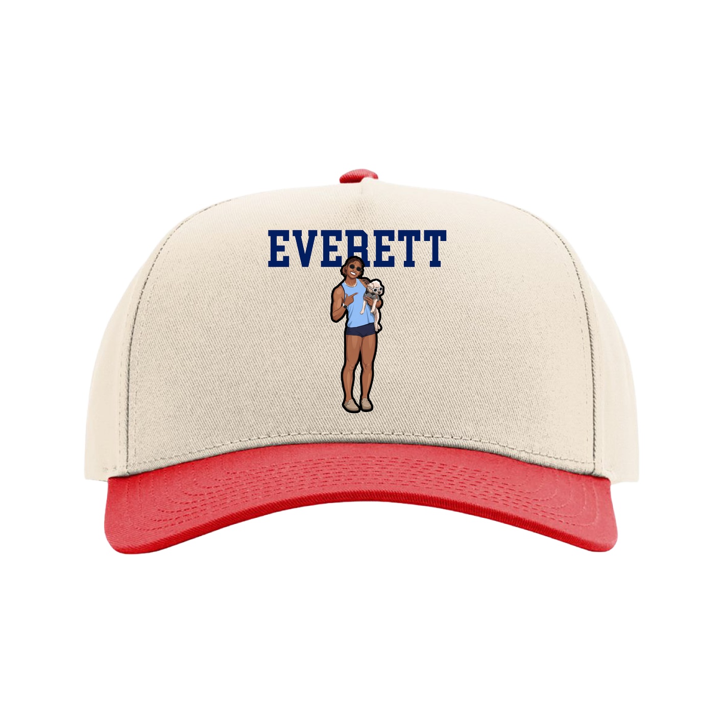 Full Fabric Five-Panel Champ Cap — Shirsey in Cream/Red
