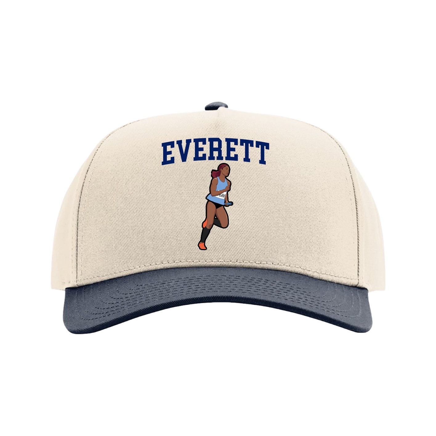 Full Fabric Five-Panel Champ Cap — Shirsey in Cream/Navy