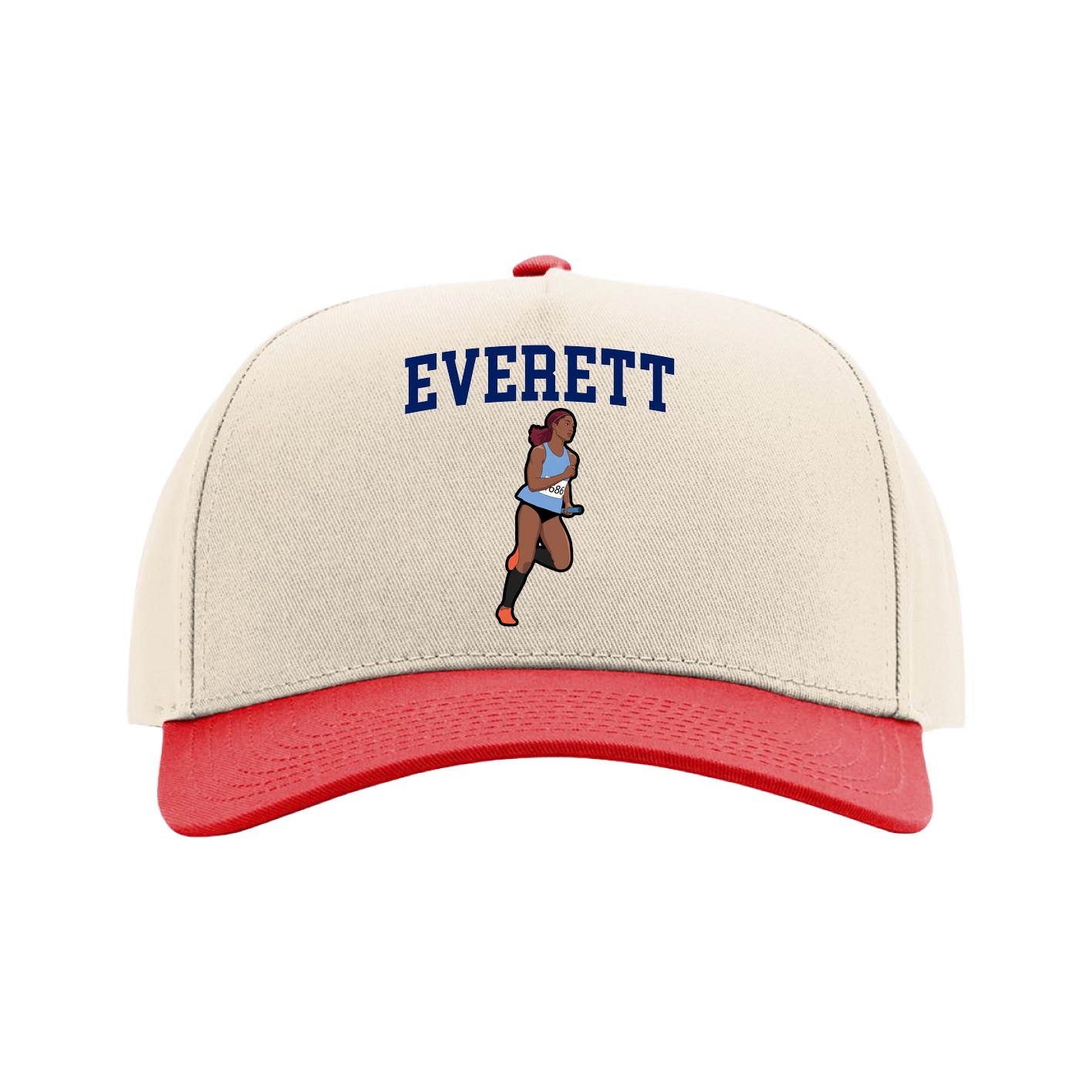 Full Fabric Five-Panel Champ Cap — Shirsey in Cream/Red