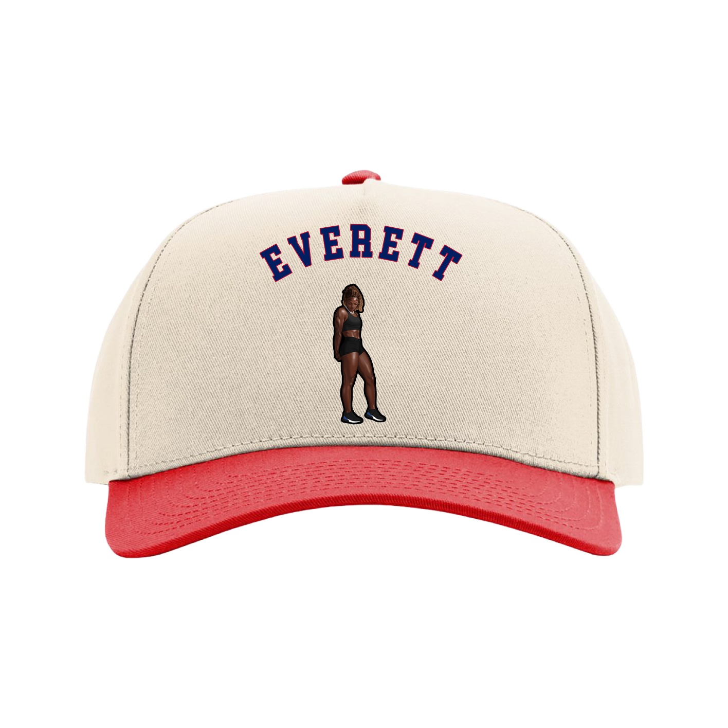 Full Fabric Five-Panel Champ Cap — Shirsey Arch in Cream/Red