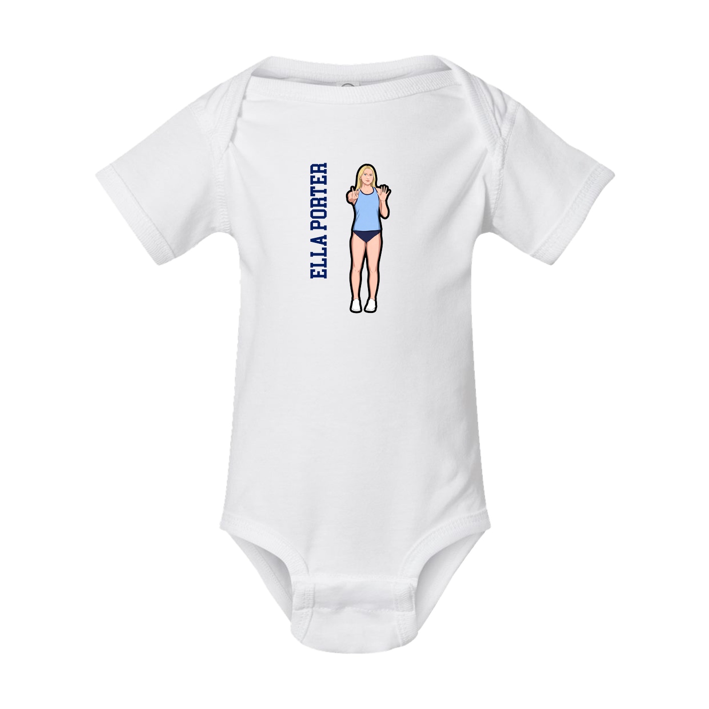 Baby Onesie — Name Vertical in White
