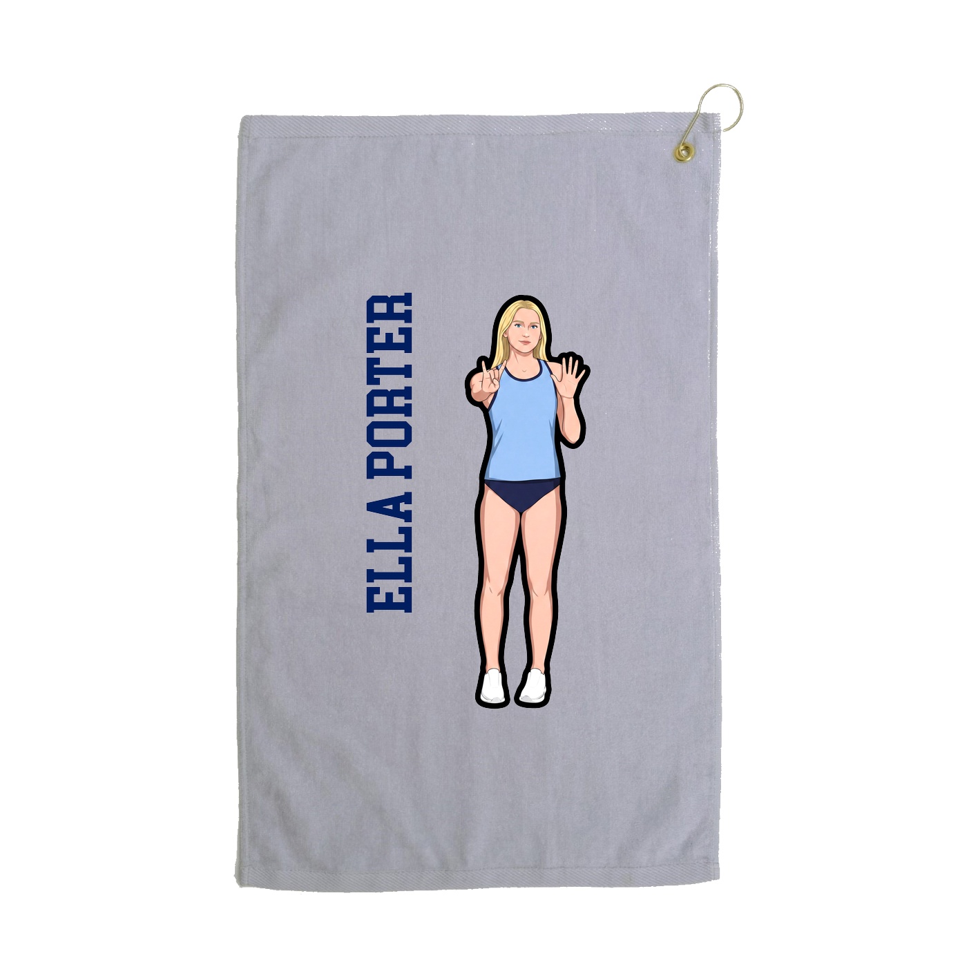Golf Towel — Name Vertical in Grey