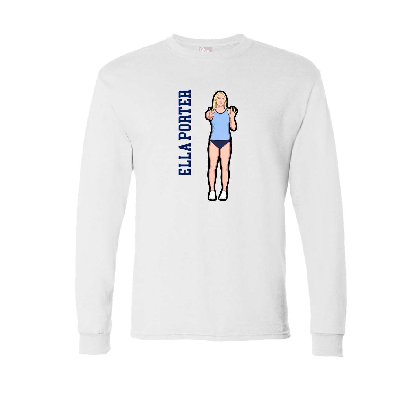 Long Sleeve Tee — Name Vertical in White