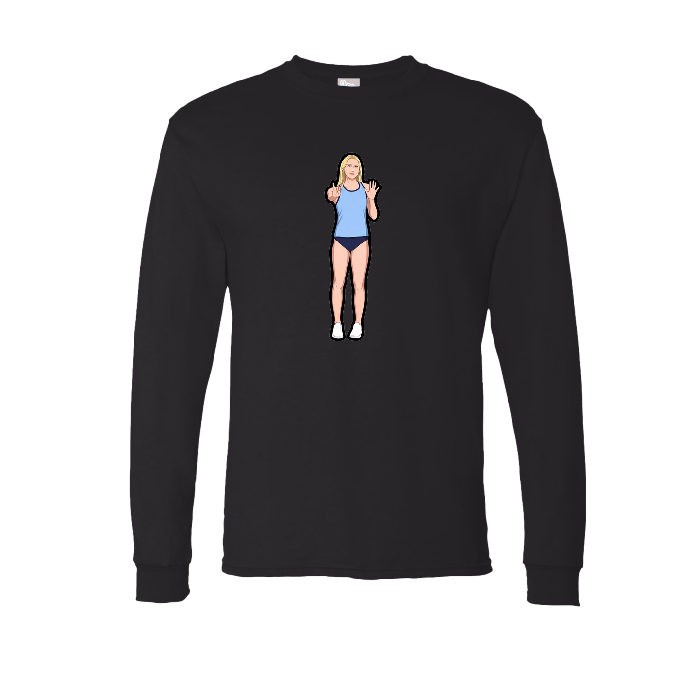 Long Sleeve Tee — Name Vertical in Black