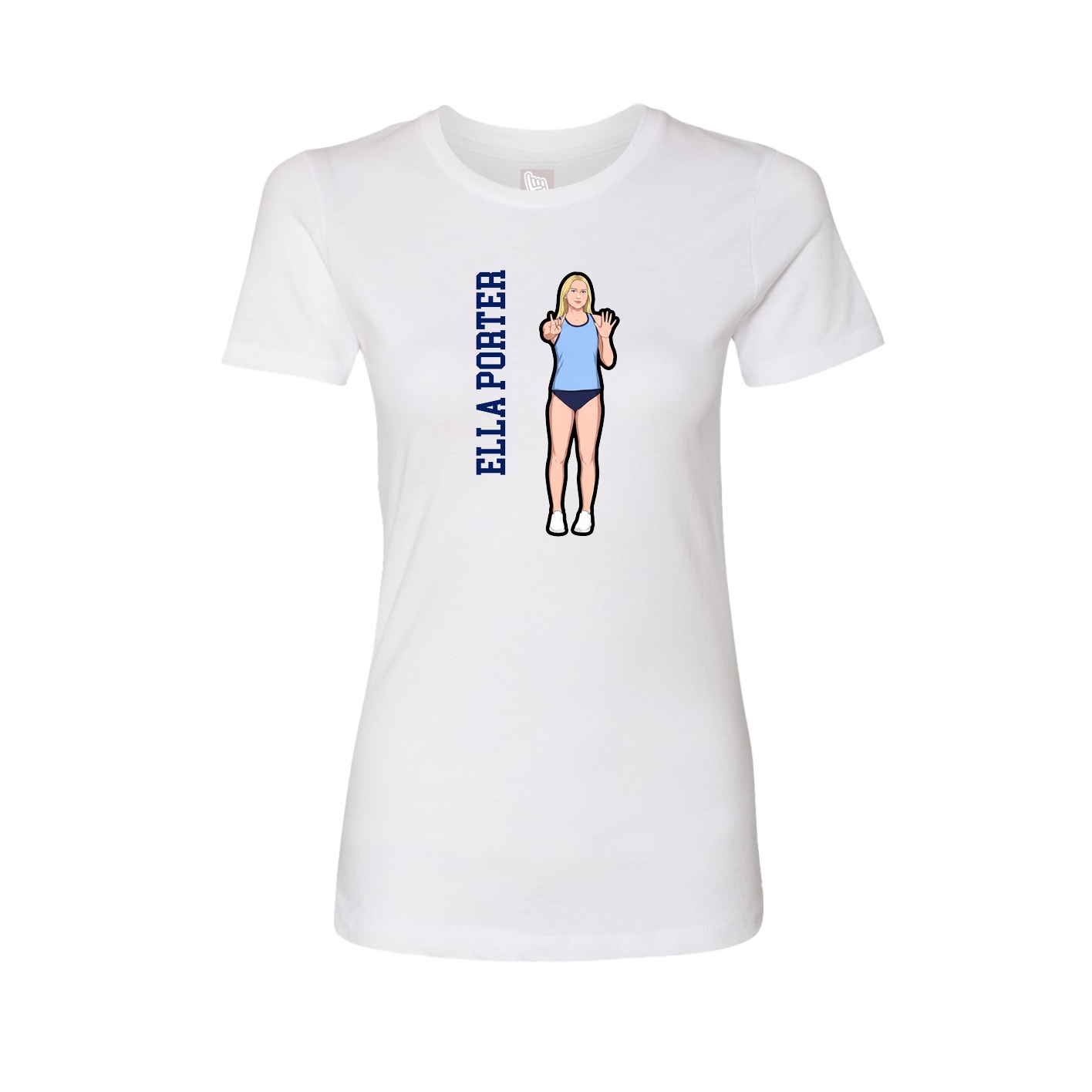 Womens Tee — Name Vertical in White