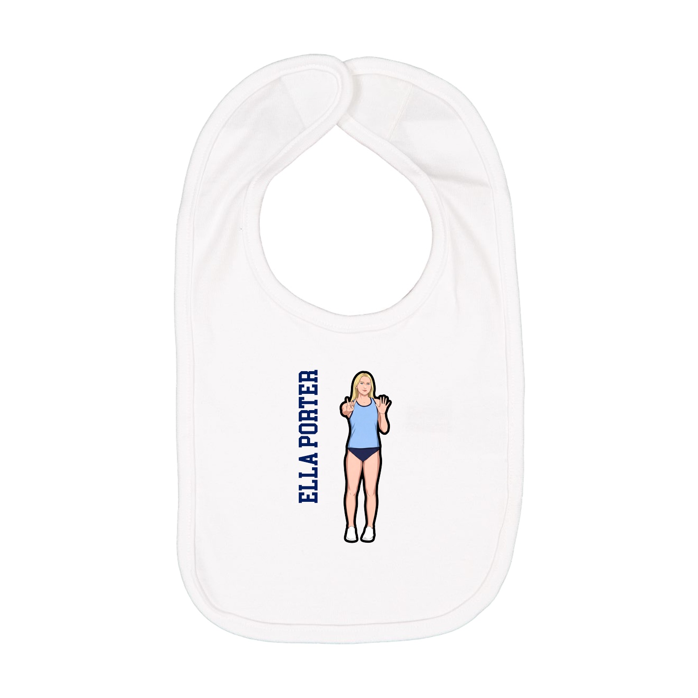 Infant Bib — Name Vertical in White