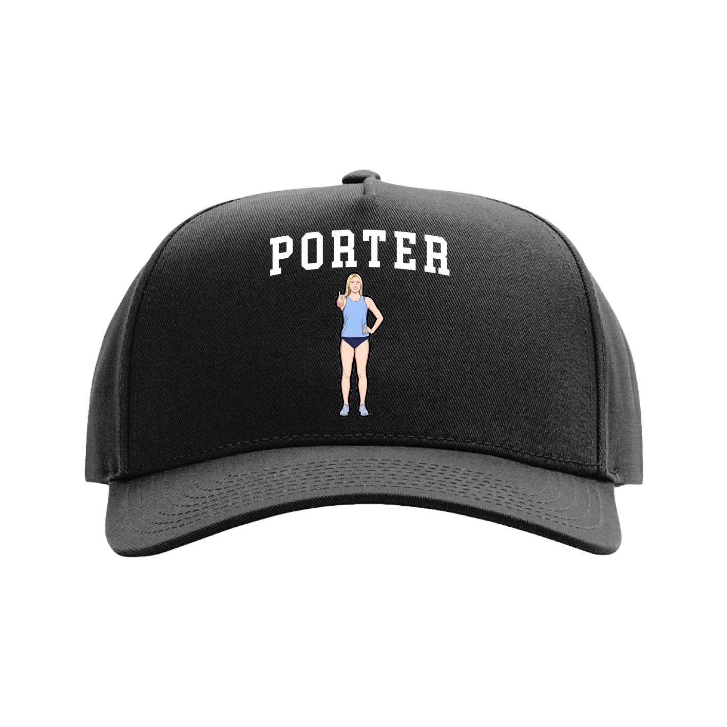 Full Fabric Five-Panel Champ Cap — Shirsey in Black