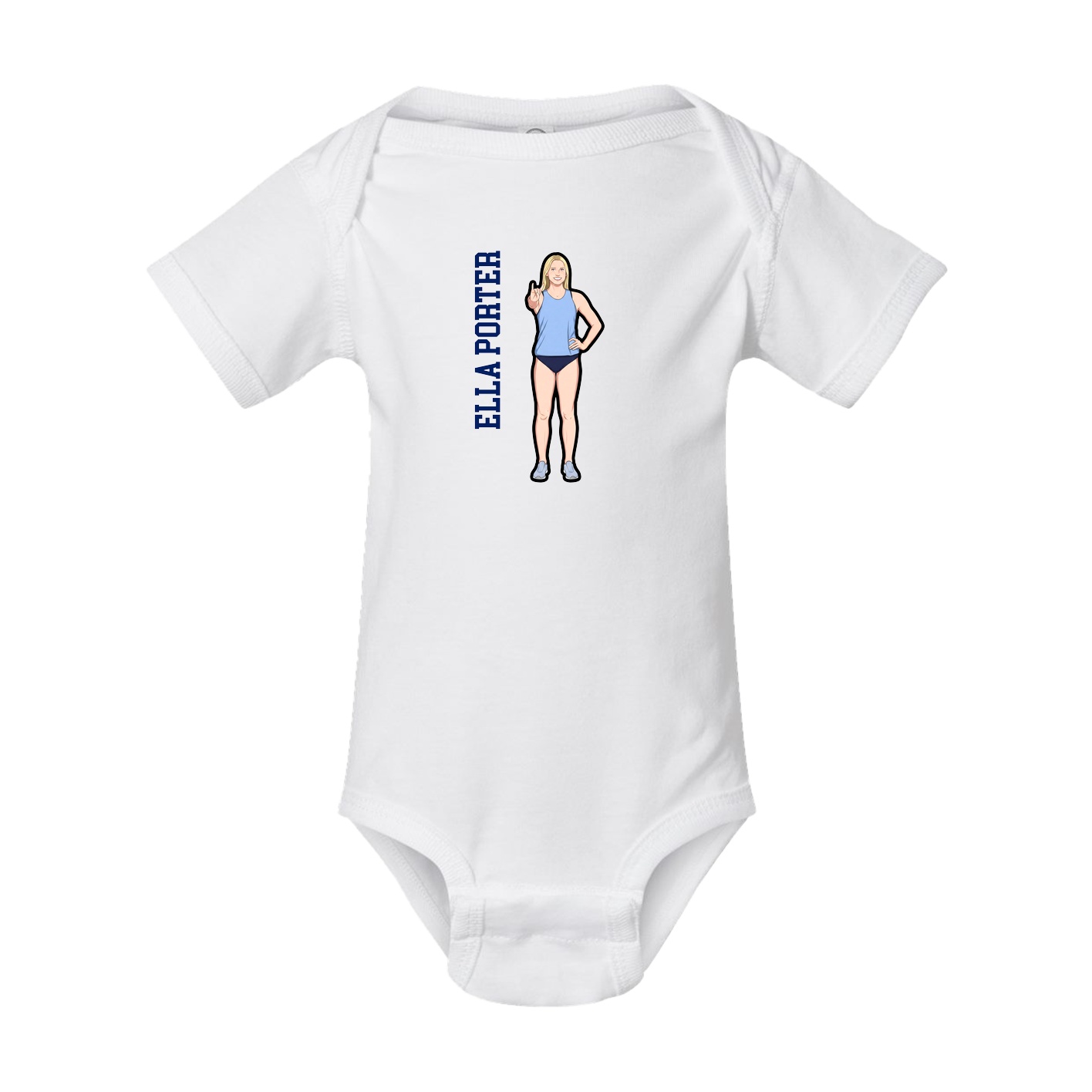 Baby Onesie — Name Vertical in White
