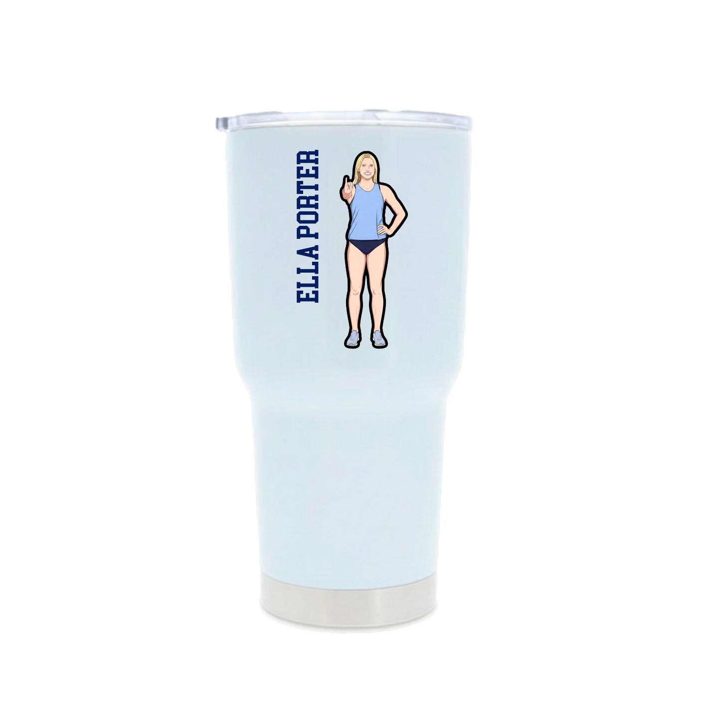 30oz Stainless Steel Tumbler — Name Vertical in White