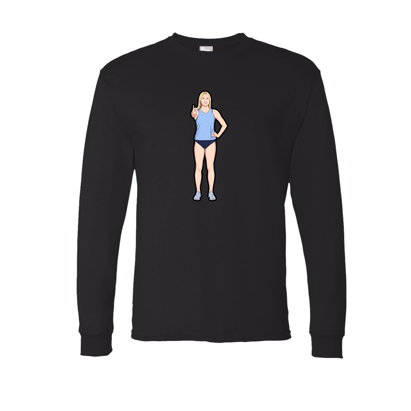 Long Sleeve Tee — Name Vertical in Black