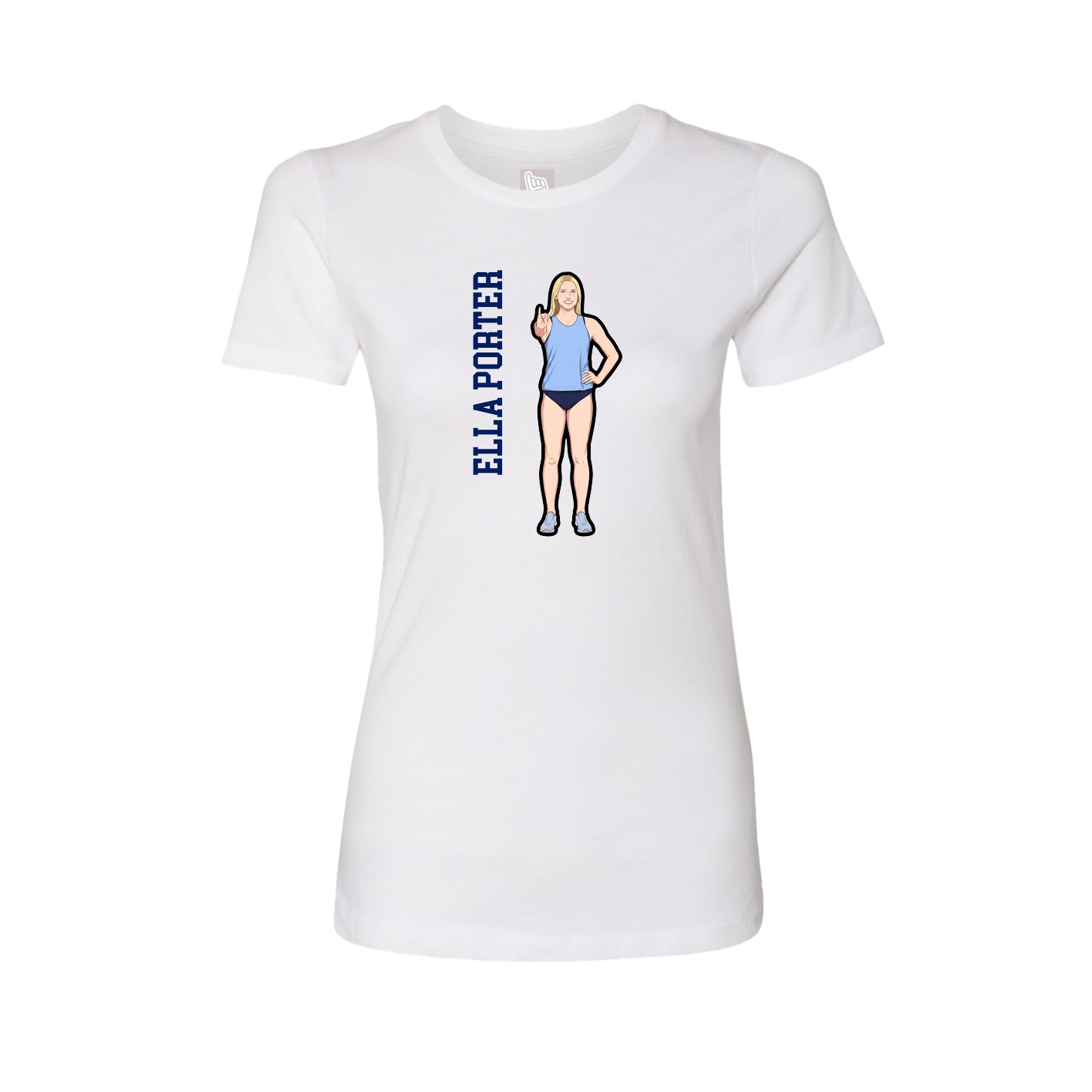 Womens Tee — Name Vertical in White