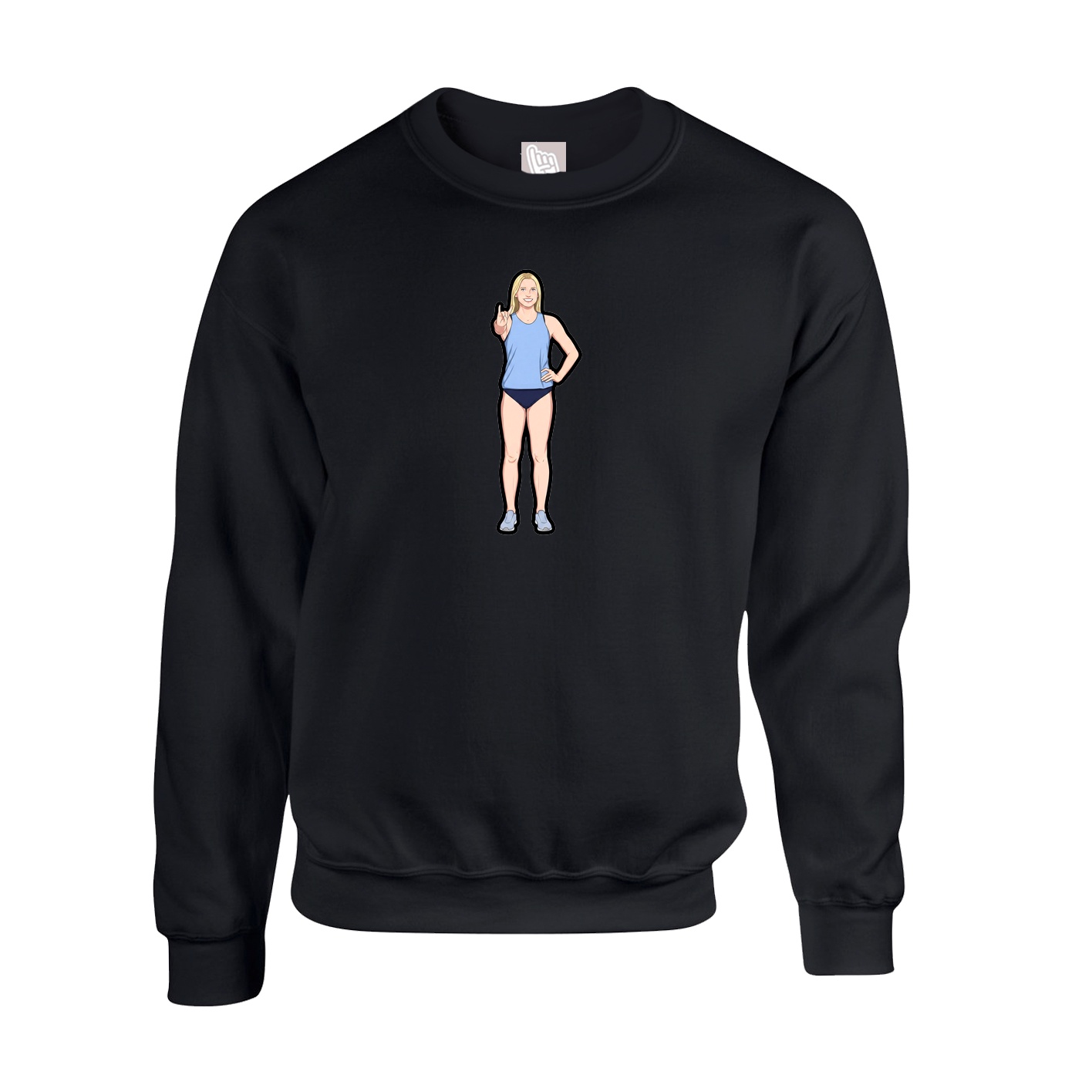 Fleece Crew — Name Vertical in Black