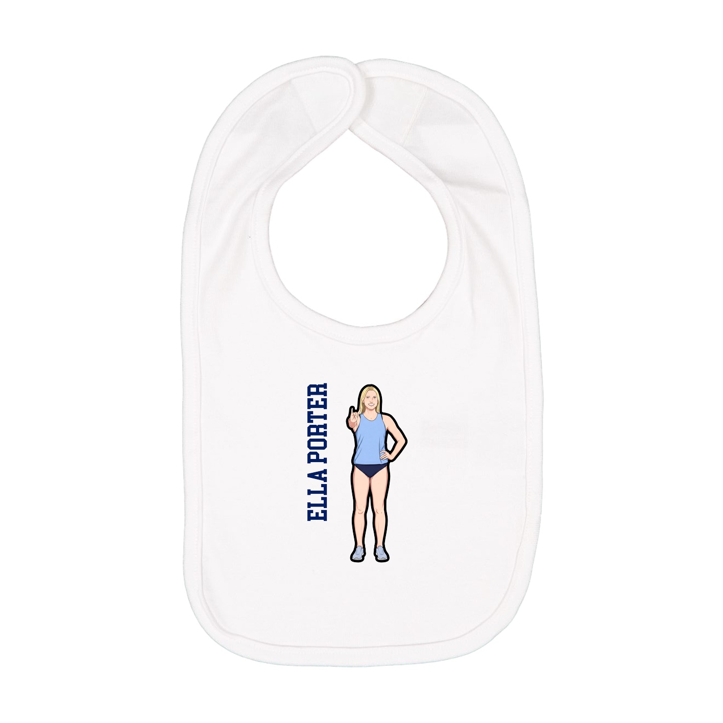 Infant Bib — Name Vertical in White