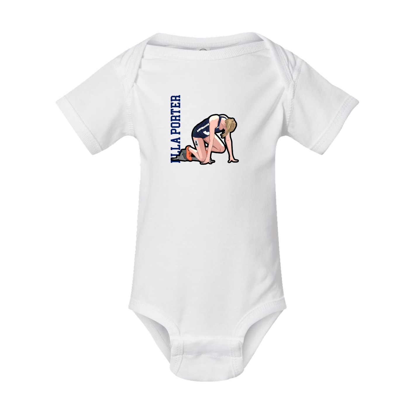 Baby Onesie — Name Vertical in White