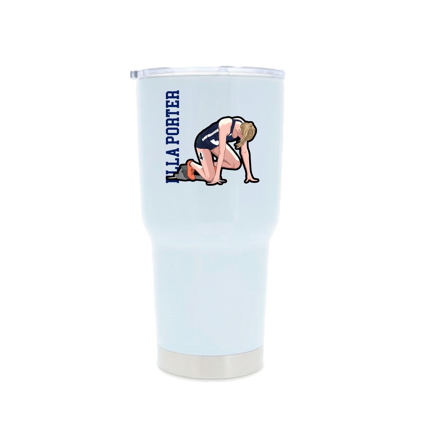 30oz Stainless Steel Tumbler — Name Vertical in White