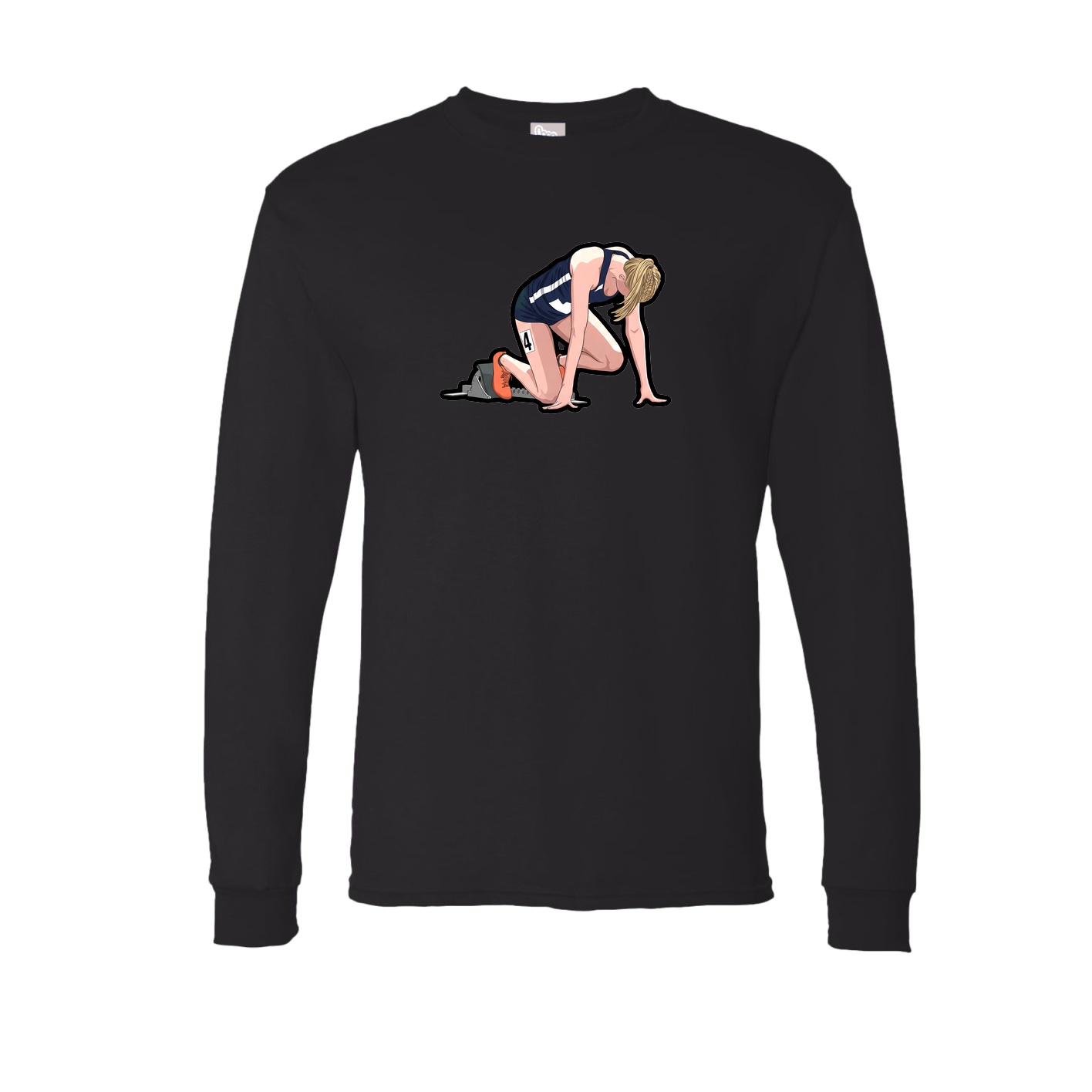 Long Sleeve Tee — Name Vertical in Black