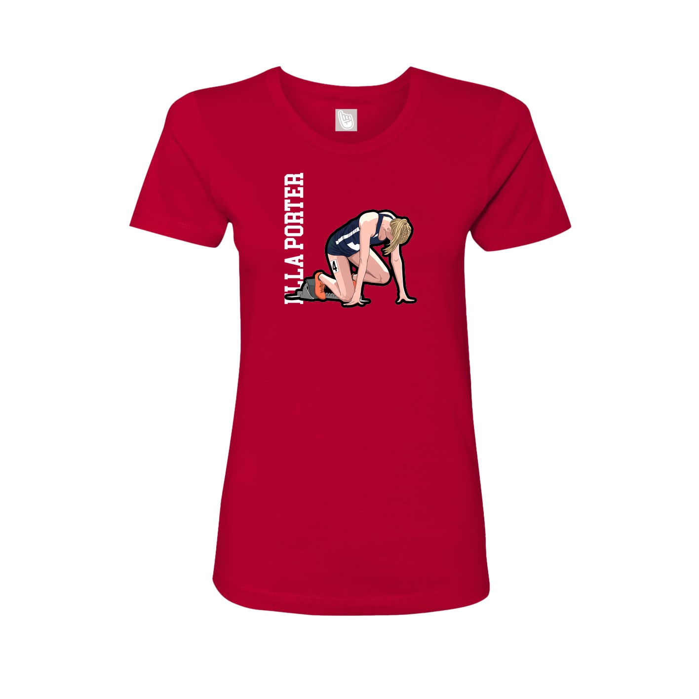Womens Tee — Name Vertical in Red