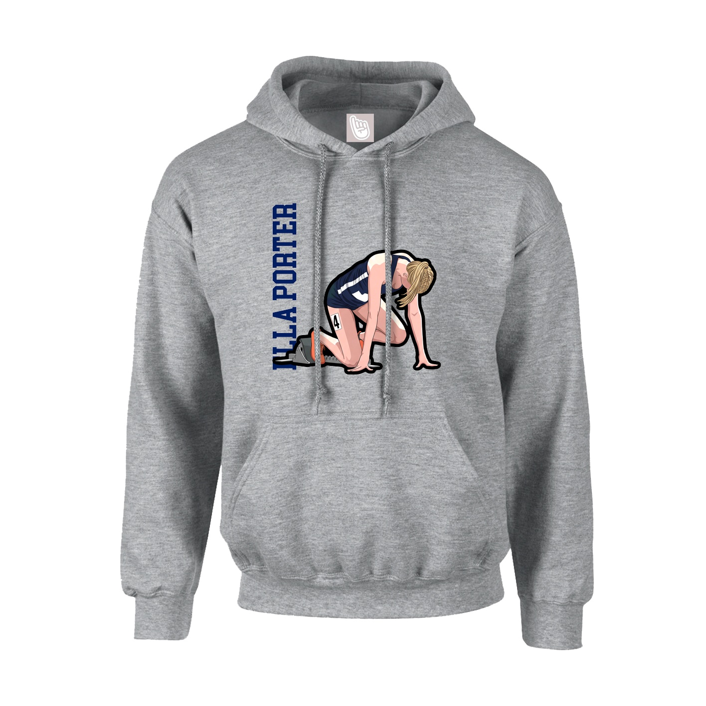 Hoodie — Name Vertical in Grey