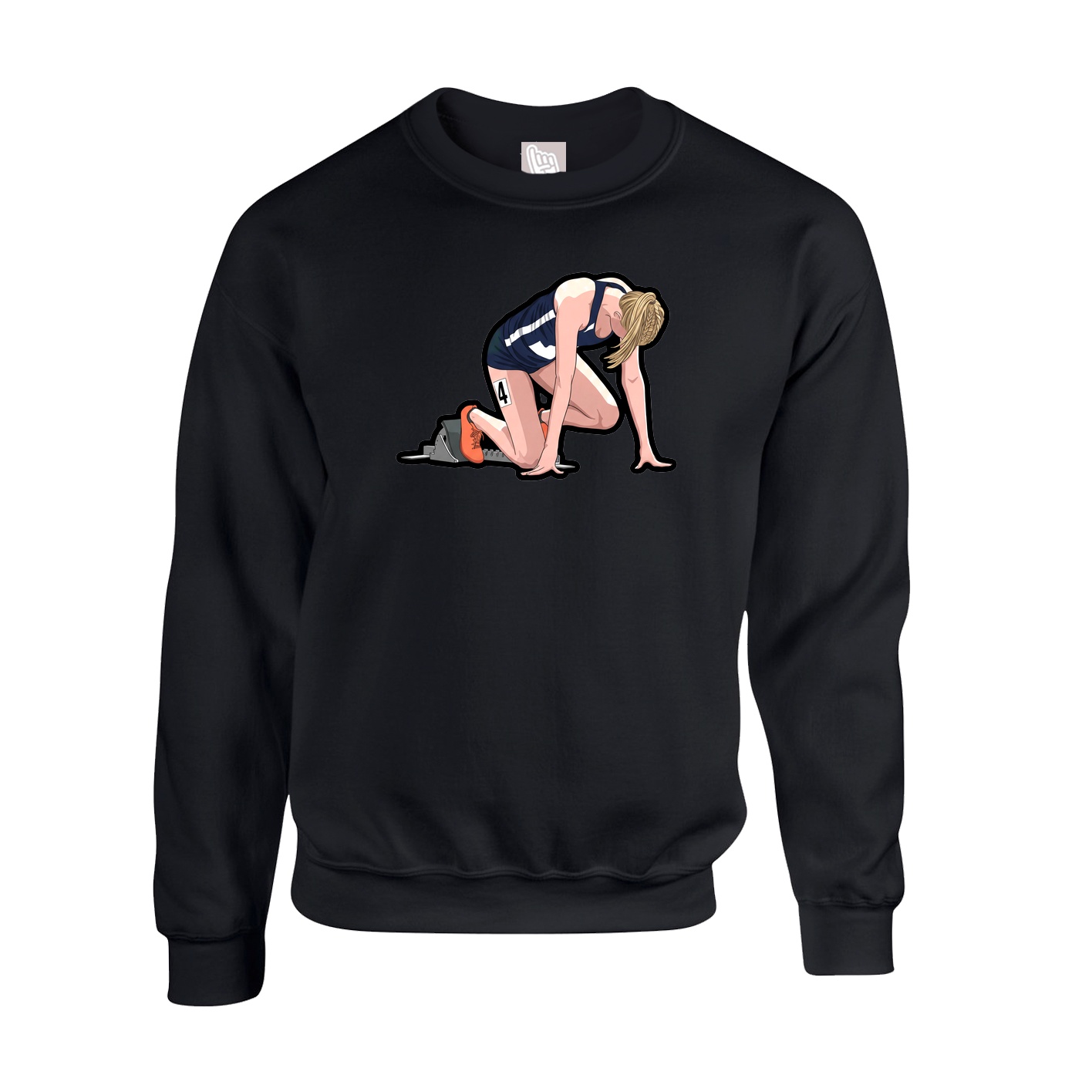 Fleece Crew — Name Vertical in Black