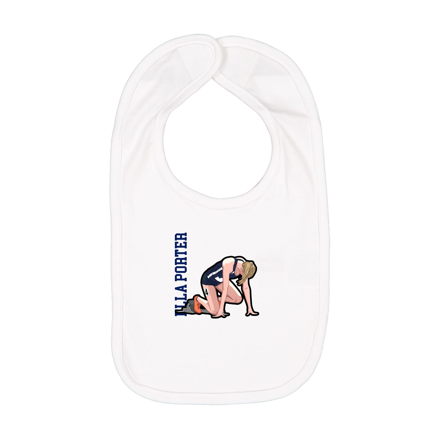 Infant Bib — Name Vertical in White