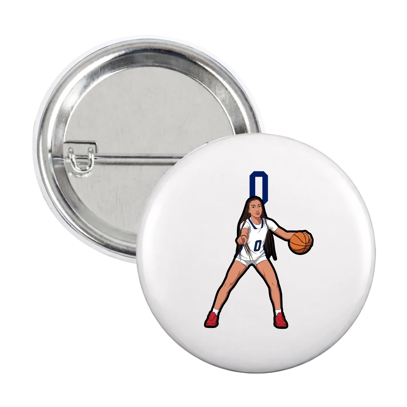 Game Day Button — Number Top in White