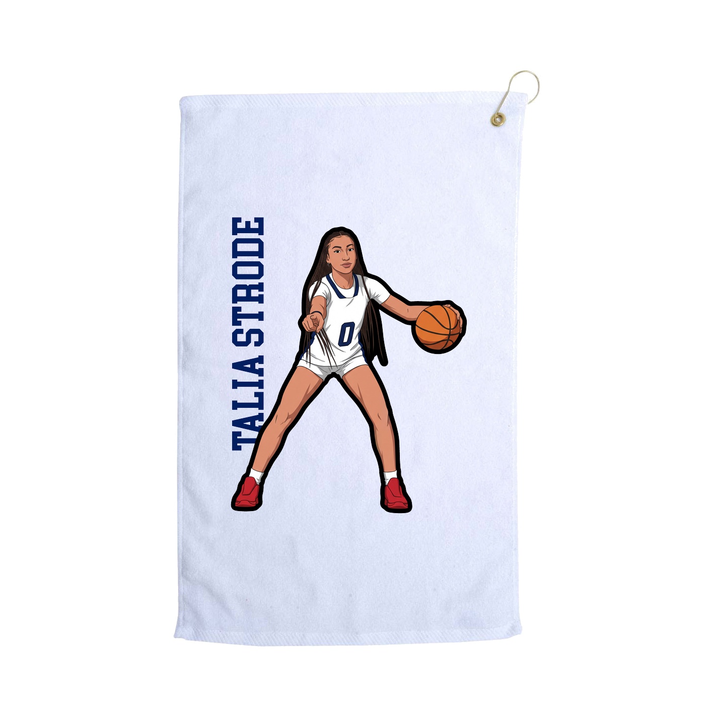 Golf Towel — Name Vertical in White