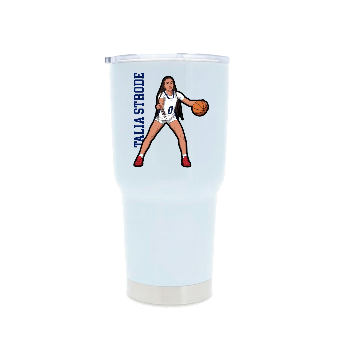 30oz Stainless Steel Tumbler — Name Vertical in White