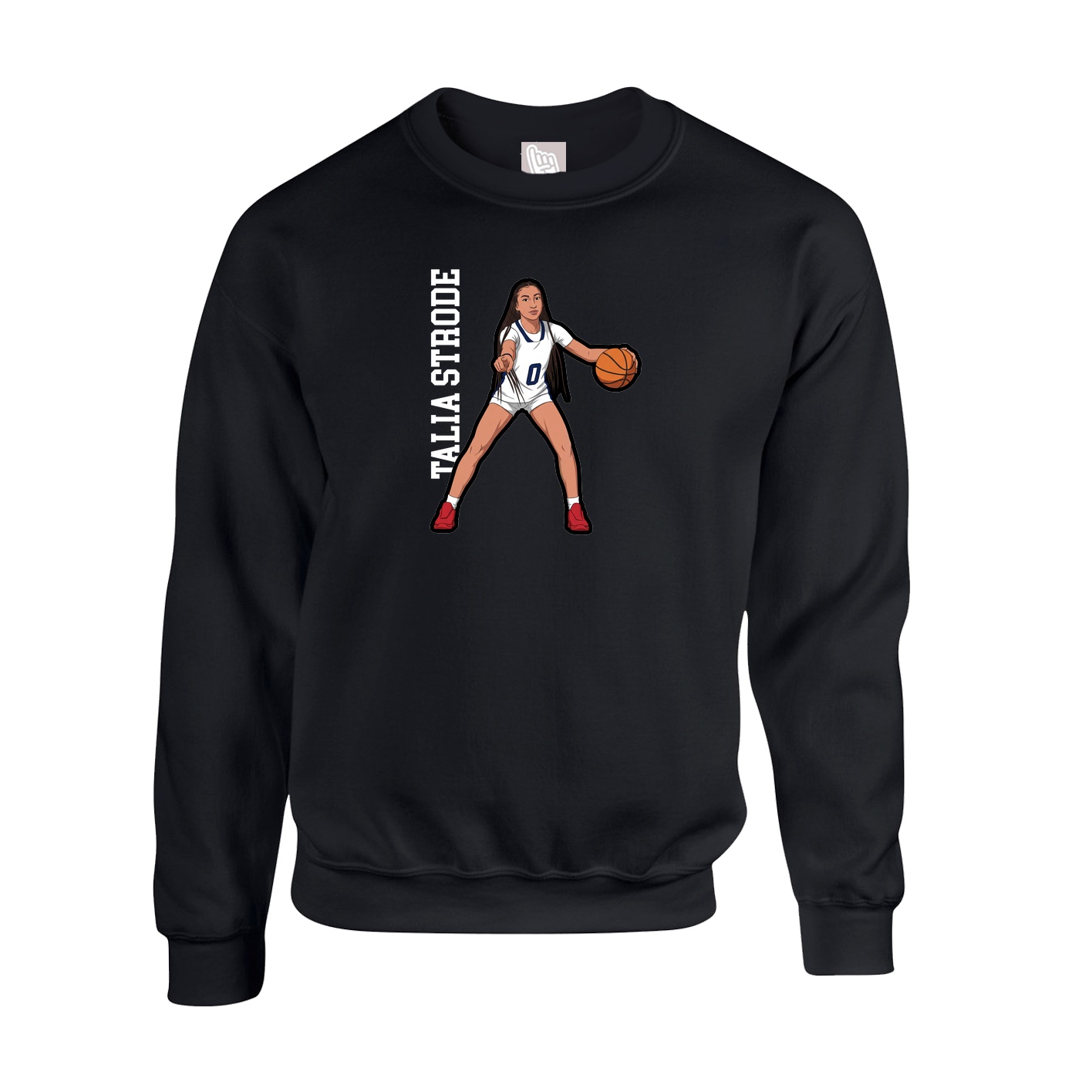 Fleece Crew — Name Vertical in Black