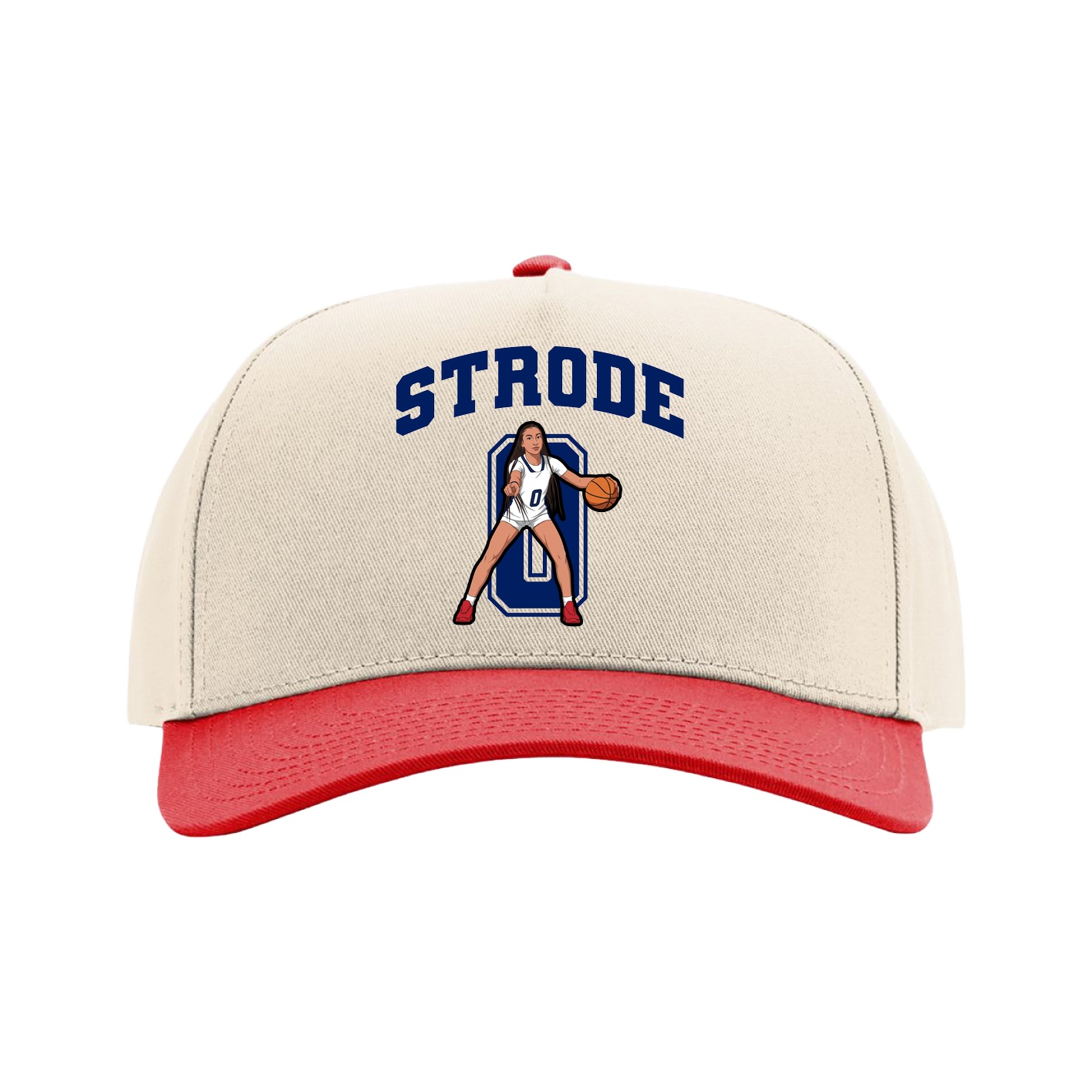 Full Fabric Five-Panel Champ Cap — Number in Cream/Red