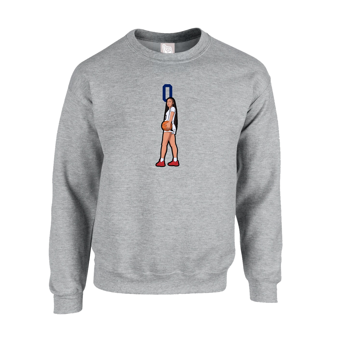 Fleece Crew — Number Top in Grey