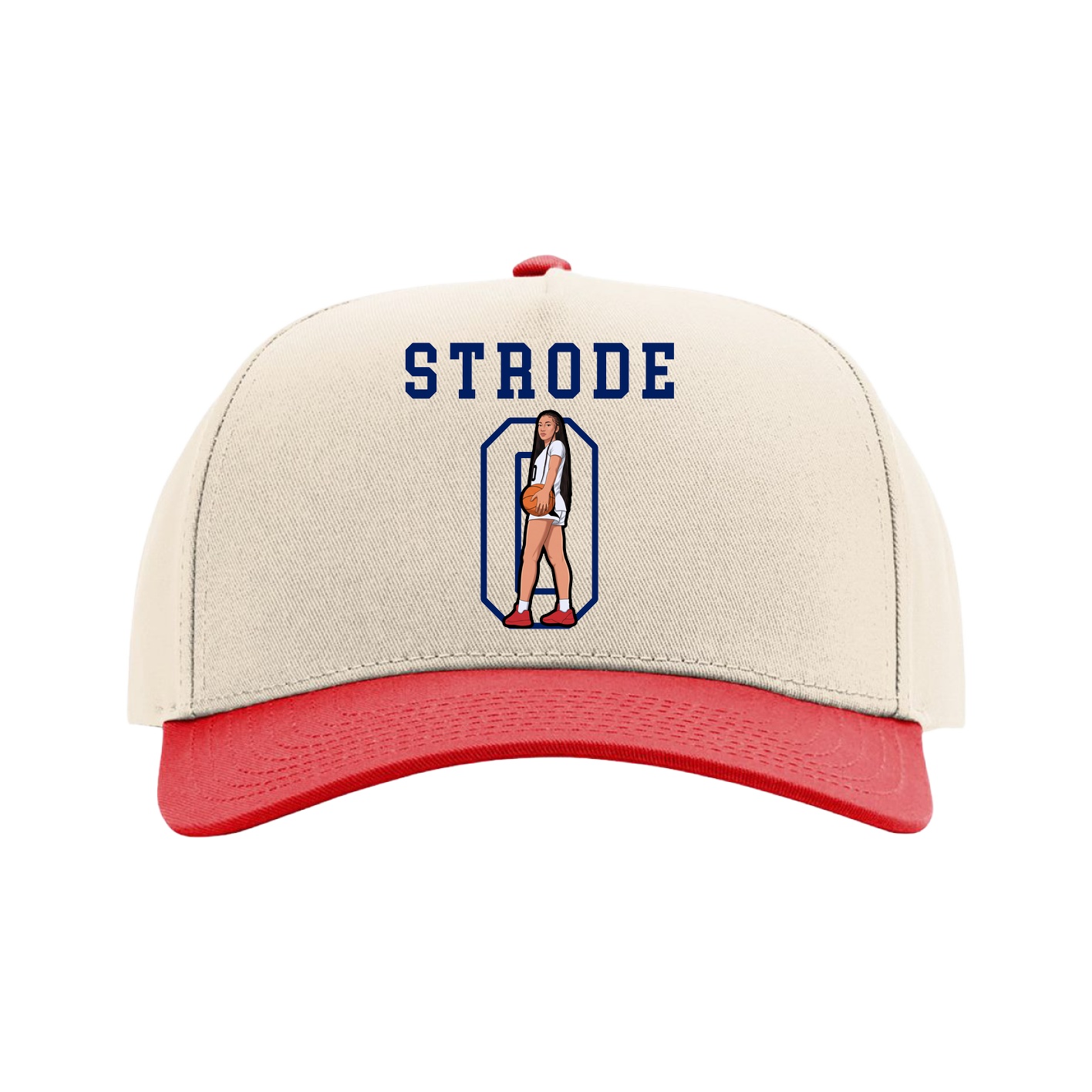 Full Fabric Five-Panel Champ Cap — Shirsey in Cream/Red