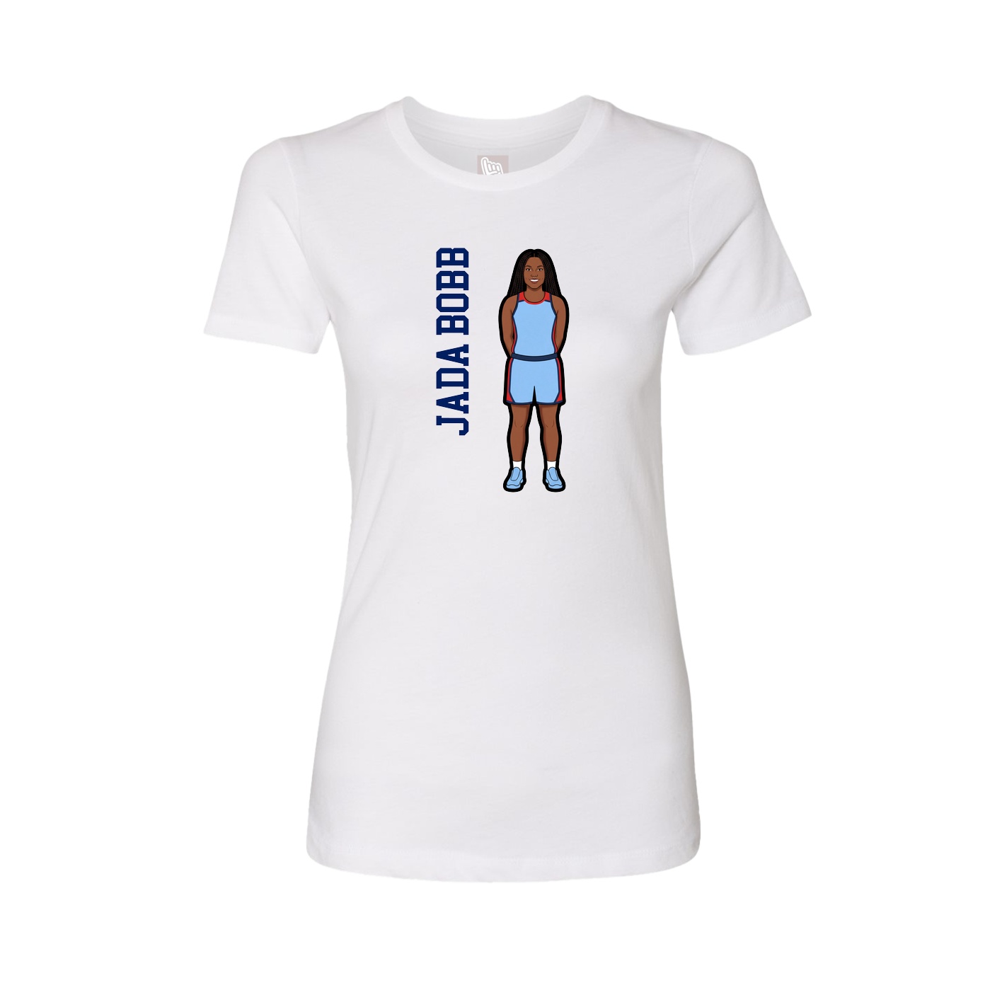 Fitted Women's Tee — Name Vertical in White