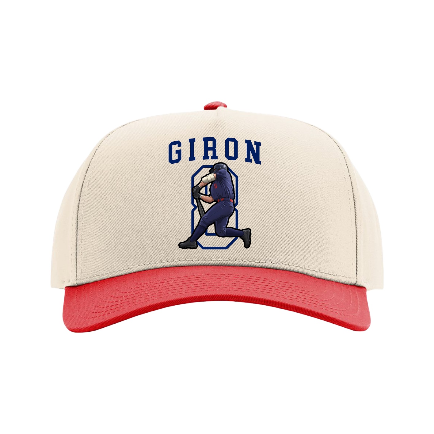 Full Fabric Five-Panel Champ Cap — Shirsey in Cream/Red