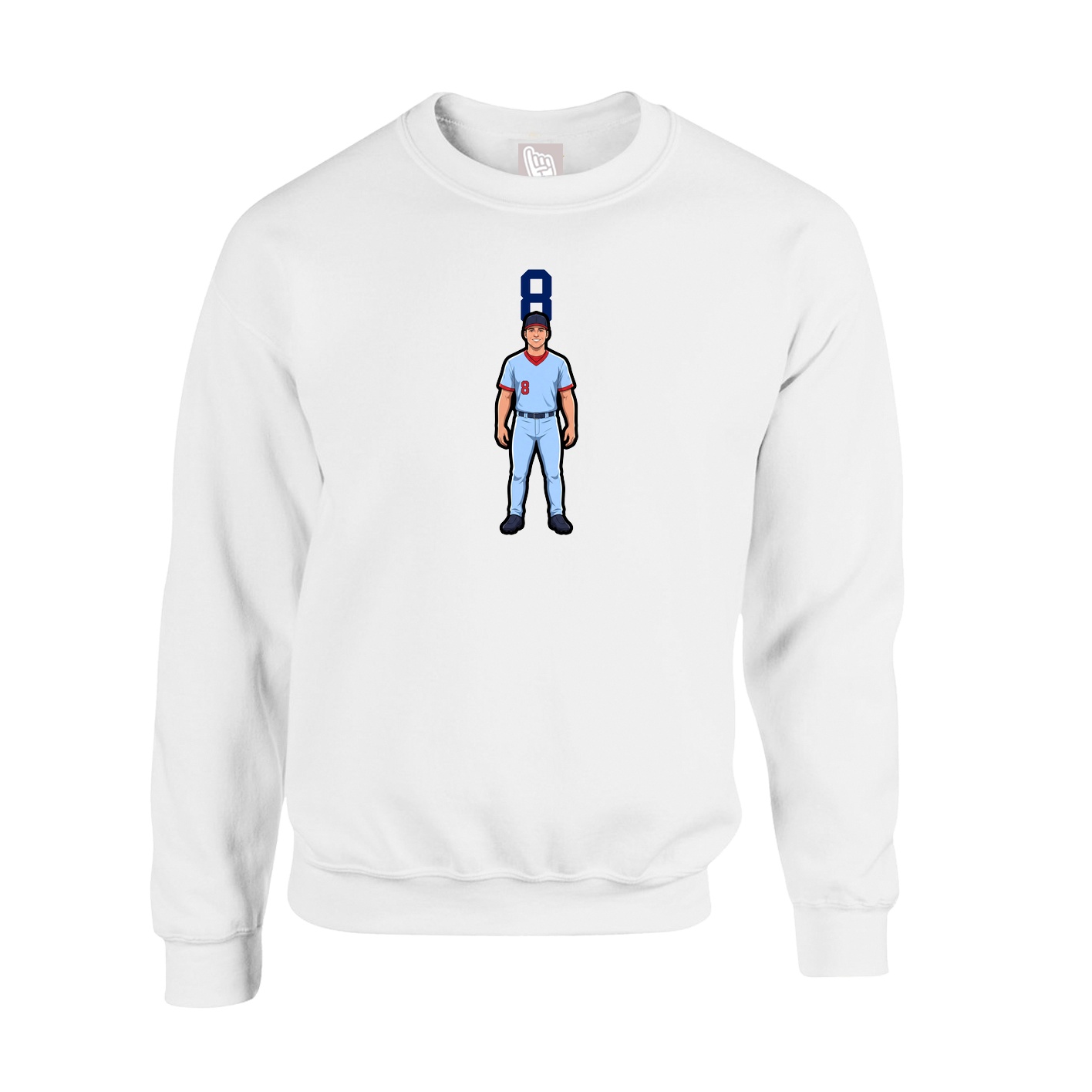 Fleece Crew — Number Top in White