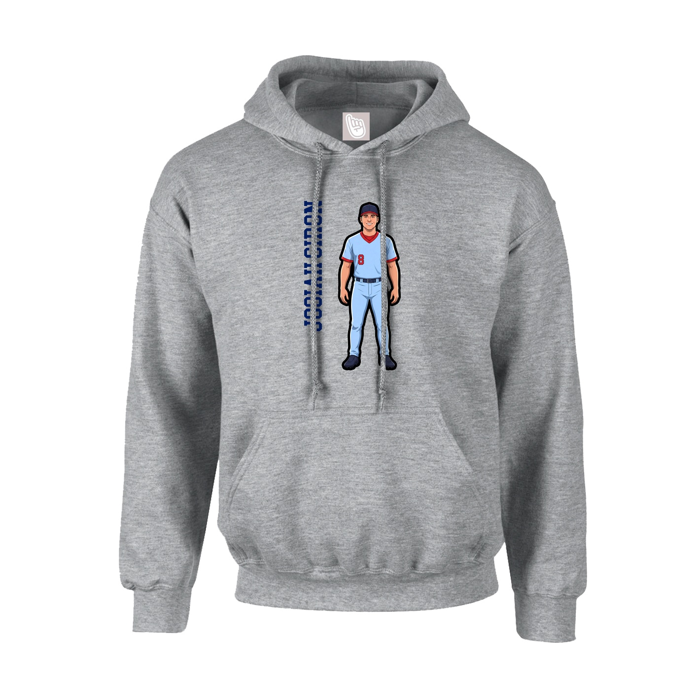 Youth Hoodie — Name Vertical in Grey