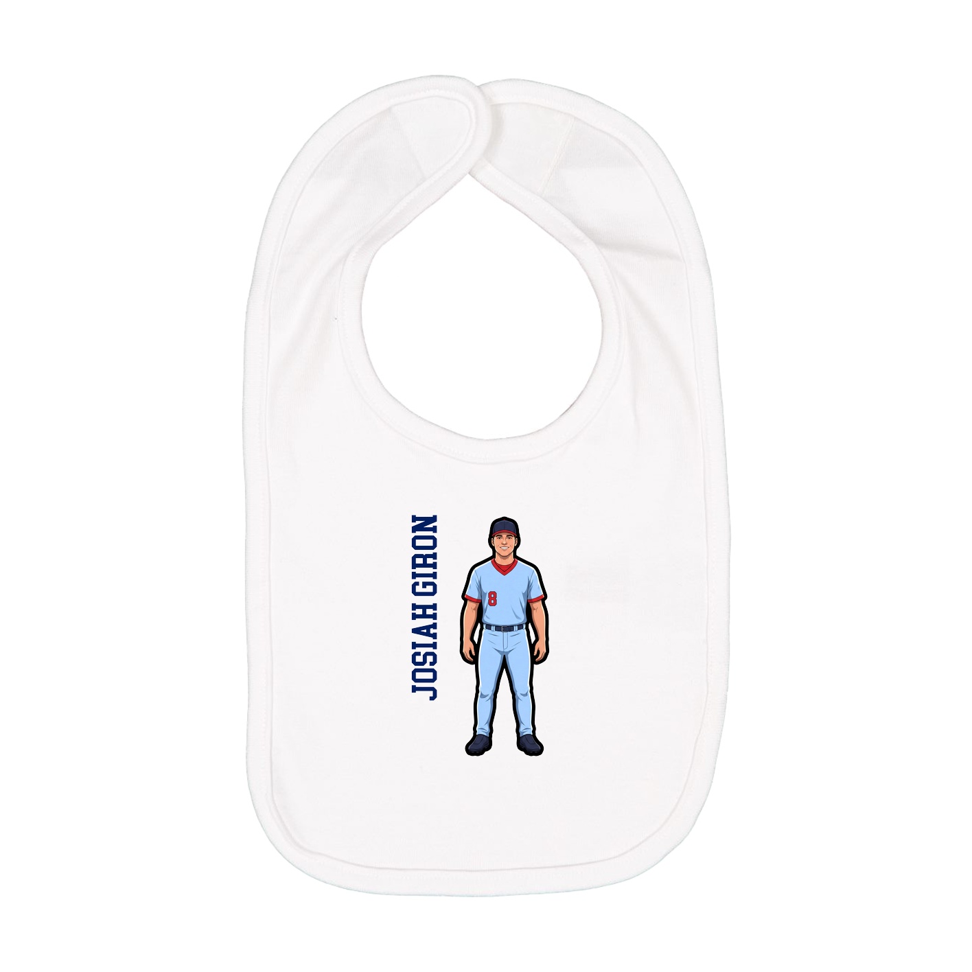 Infant Bib — Name Vertical in White