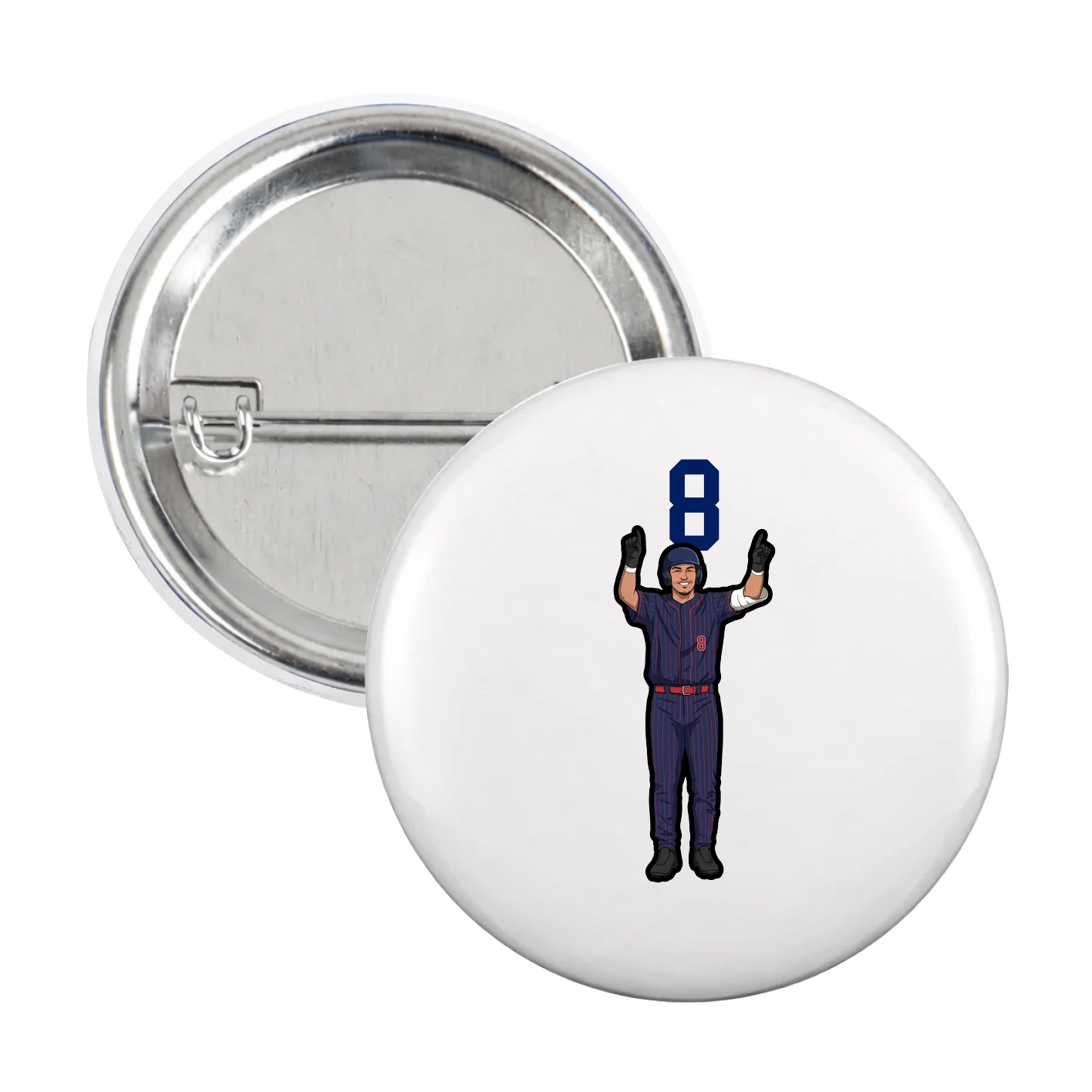Game Day Button — Number Top in White