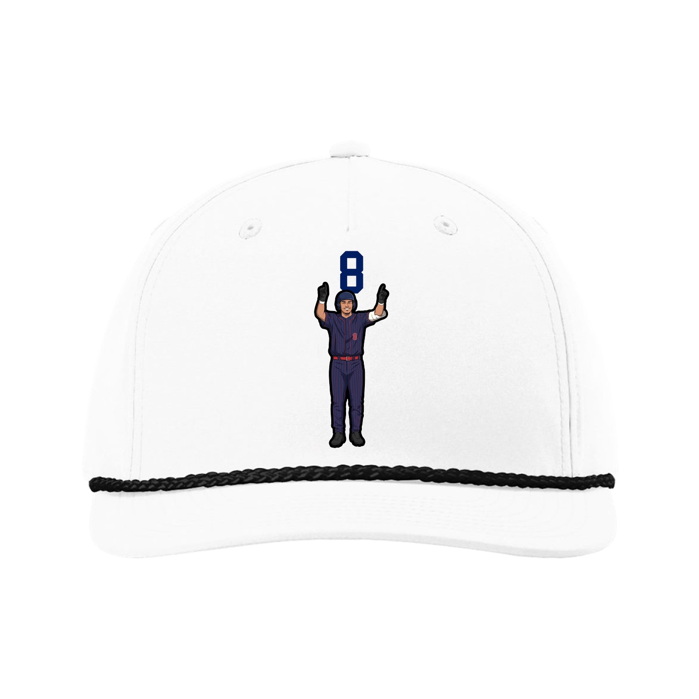 Five-Panel Classic Rope Cap — Number Top in White