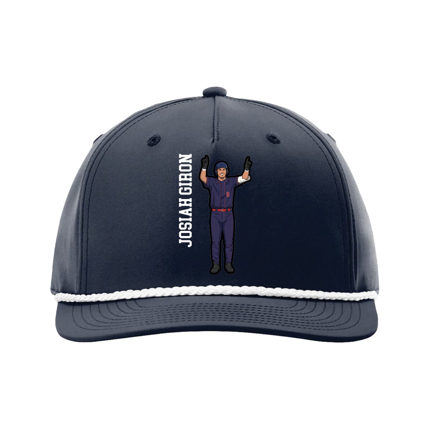Five-Panel Classic Rope Cap — Name Vertical in Navy