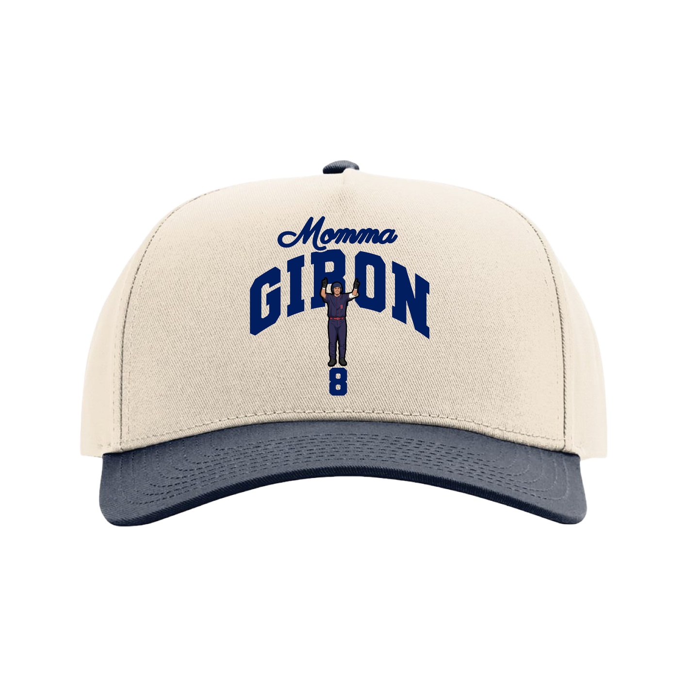 Full Fabric Five-Panel Champ Cap — Mothers Day Arch in Cream/Navy