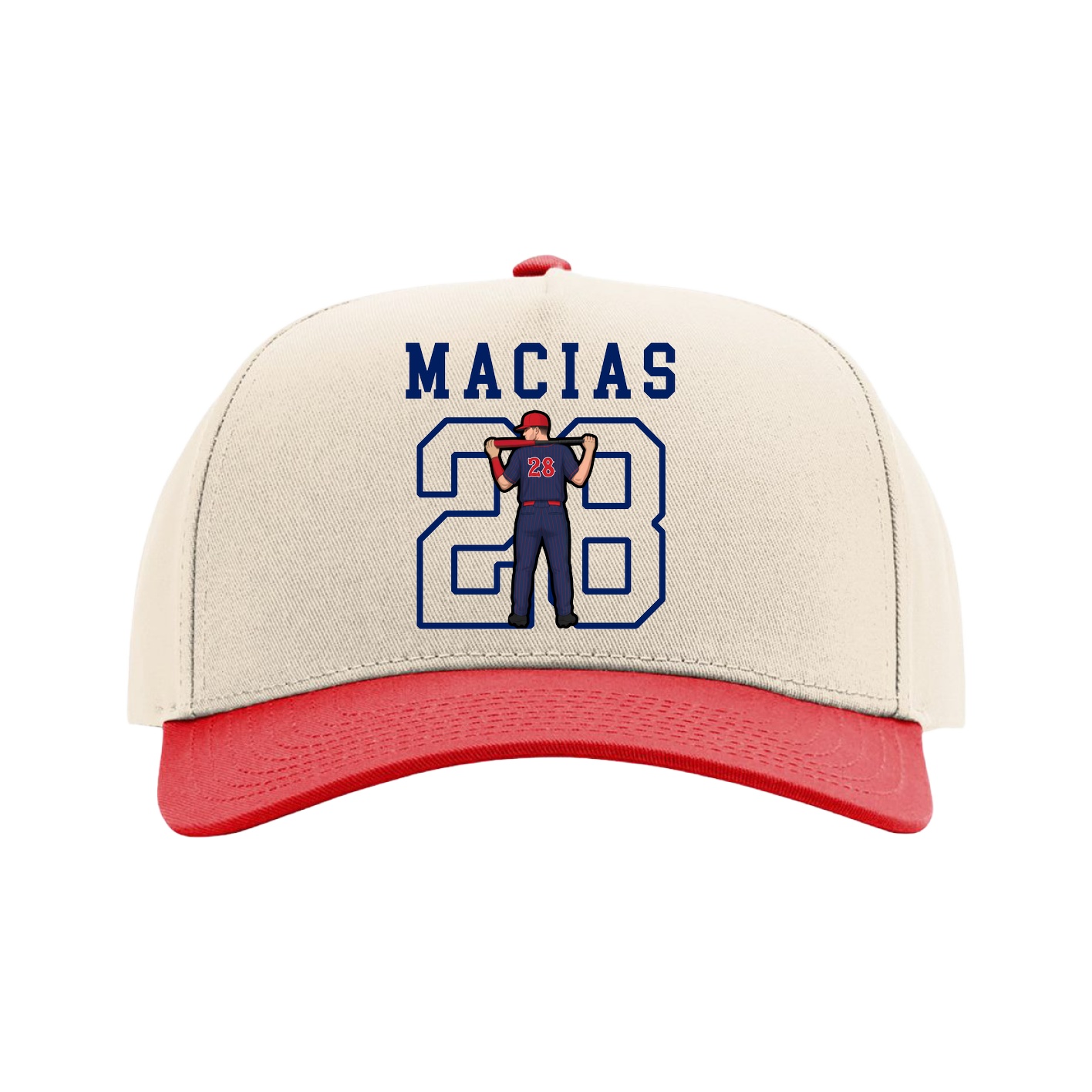 Full Fabric Five-Panel Champ Cap — Shirsey in Cream/Red