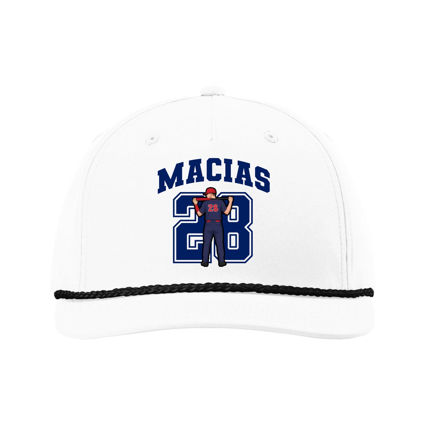 Five-Panel Classic Rope Cap — Number in White