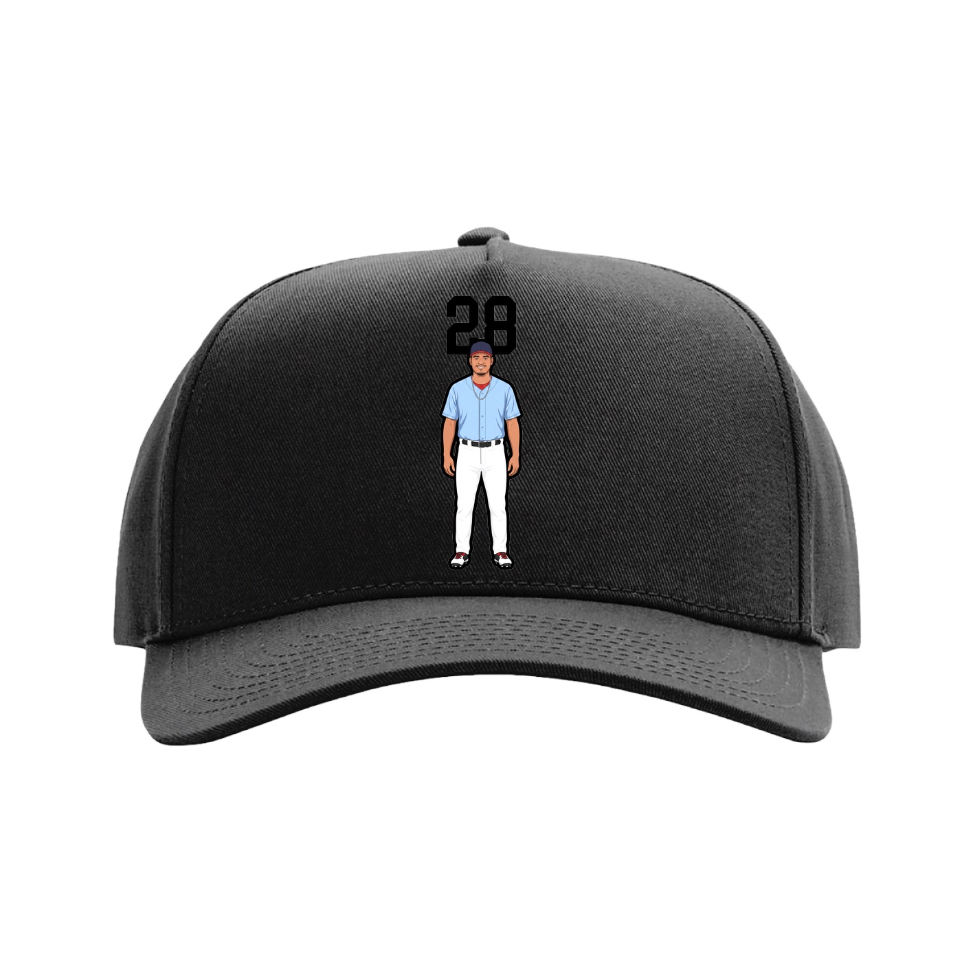 Full Fabric Five-Panel Champ Cap — Number Top in Black