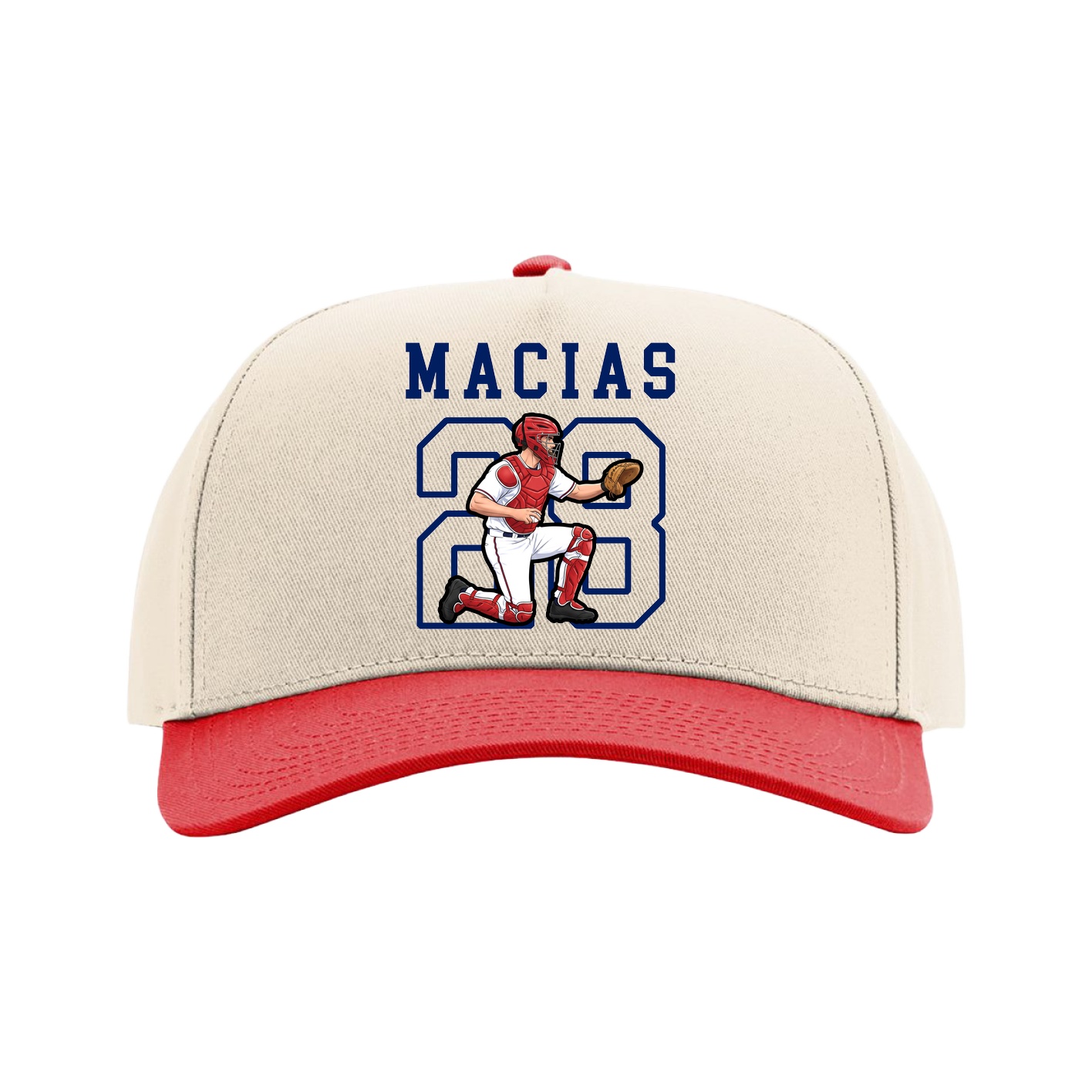 Full Fabric Five-Panel Champ Cap — Shirsey in Cream/Red